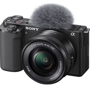 Sony Alpha Camera with Black Body and Gray Microphone